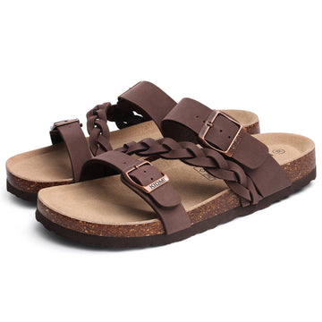 KIDMI Fashion Women's Cork Sandals Summer Sandals Women Outdoor Nonslip Slip-On Slide Sandals With Adjustable Buckle Sandals