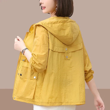 2025 New Summer Women's Jacket Thin Coat Casual Windbreaker Sun Protection Jackets Basic Zipper Coat Tops Female