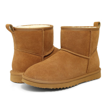 Evshine Mini Boots For Women Suede Plush Winter Warm Snow Boots Comfy Fuzzy Boots Fur Line House Boots Ankle Women's Snow Boots