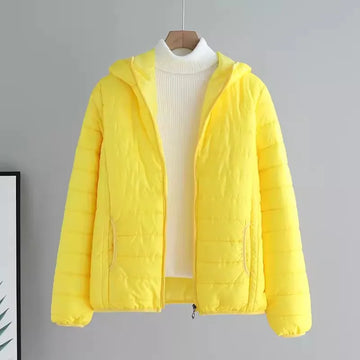 2024 New Winter Women Candy Color Down Cotton Jackets Light Weight Windproof Hooded Warm Outwear Coat Puffer Quilted Parkas