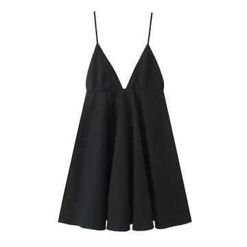 Simple V-neck Sleeveless Strap Short Dress Independent Station Women's Clothing 2563002 Elegant Mini Dress for Women