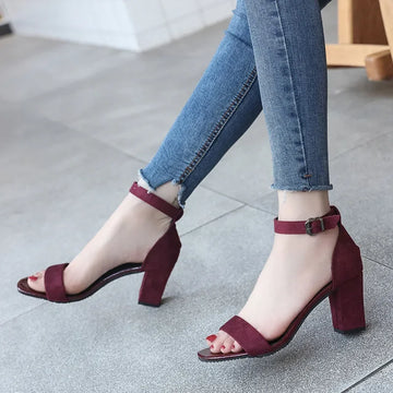 2024 English Style Women's Corduroy Platform High Heels Sandals Fish Mouth Buckle Fashionable Sandals Wish Factory Outlet 40 Yar