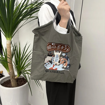 1 PC Fashion Japanese Harajuku Style Nylon Waterproof Handbag Embroidered Shopping Bag Hand-held Women's Shoulder Bag All-match