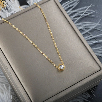 Stainless steel fashion necklace for women simple AAA zircon collarbone necklace wedding jewelry gift