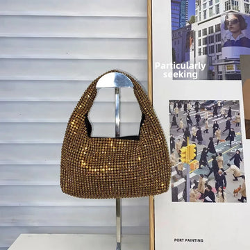 Sparkling Embellished Handmade Bucket Bag High-end Versatile Shoulder Crossbody Bag Feel