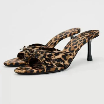 2024 Women's Sandals Summer Heel Sandals Ladies Heeled Sandals Casual Stiletto Leopard High heels slippers 35-42