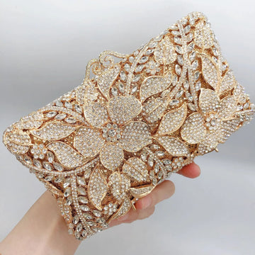 XIYUAN Evening Bags Gold/Silver Chain Shoulder Bags for Women Handbags Stones Day Clutches Diamonds Metal Ladies Clutch Handbags