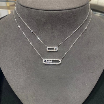 925 sterling silver classic fashionable mobile three diamond women's necklace. Holiday gifts
