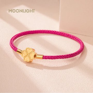 MOONLIGHT Fashion Classic Four-Leaf Clover Bracelet for Women Stainless Steel Braided Bracelet Female Jewelry Gift 10 Colors