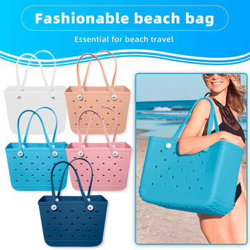 Large Boggs Beach Bag Summer Beach Basket Women Picnic Tote Bag Holes Waterproof Tote Handbag Pouch Shopping Shoulder Bag