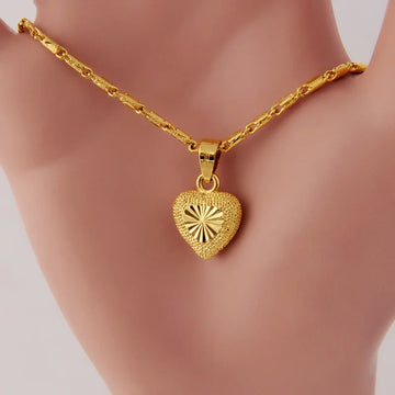 UMQ Pure 24k Gold Color Necklace Clavicle Chain for Women's Necklace Love Heart Pendant Yellow Gold Valentine's Day Fine Jewelry
