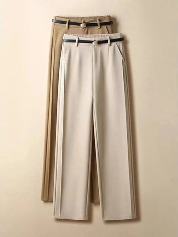 Suit Wide-leg Pants Women's 2024 Autumn New Loose Casual Straight Women's Pants Gift Belt Simple Versatile Elegant Black Pants