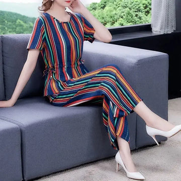 Wide Leg Women's Pants Two Piece Set New Matching Korea Stylish in Groups Outfit Classy Top and Bottom Aesthetic Ladies Trouser