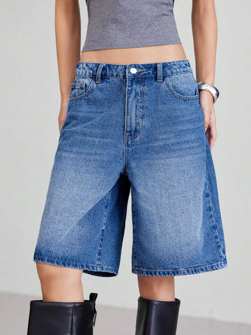 American Retro Style Five-Piece Denim Shorts for Women - Summer Spring 2025 Collection - High-Waisted Loose-Fitting Slimming