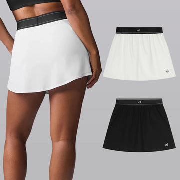 elastic waist women's tennis skirt with built-in shorts for running and fitness, quick-dry sports short skirt and shorts