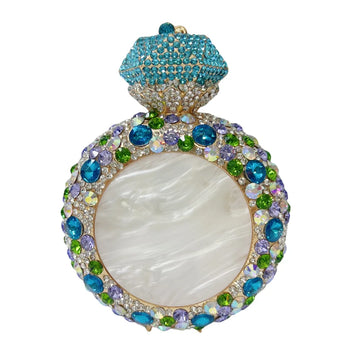 XIYUAN Perfume Bottle Shaped Crystal Evening Bags Women Boutique Diamond Bow Metal Clutch Purses And Handbags Wedding Party