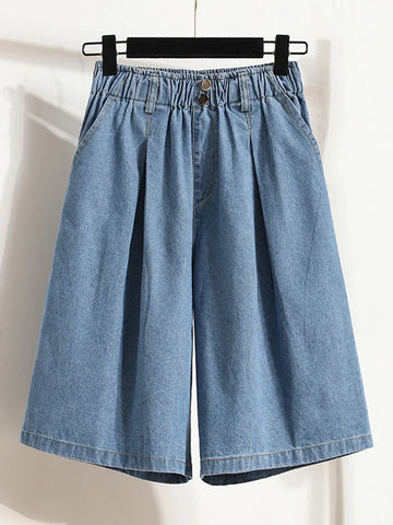 High Waist Wide Leg Loose Denim Shorts Women 2024 Summer New Arrivals Half Length Blue Color Jeans Shorts Korean Casual Jeans