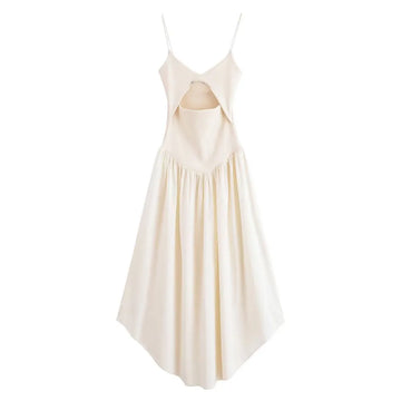 2025 Women AZRAF Summer New Fashionable Open Design Splicing Strap Dress Unique Backless Versatile Long Dress Vestidos Mujer