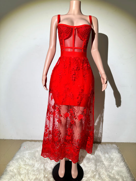 2025 women new sexy red suspender sleeveless slimming mesh style long dress elegant fashion evening party dress