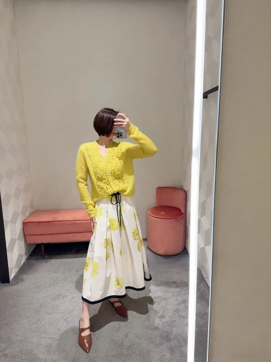 Summer casual women's printed lightweight skirt
