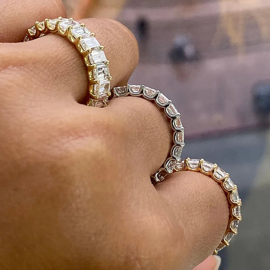 Huitan Gorgeous Promised Rings Love Wedding Jewelry Full Paved Square Crystal Zircon Elegant Women Marriage Engagement Ring New