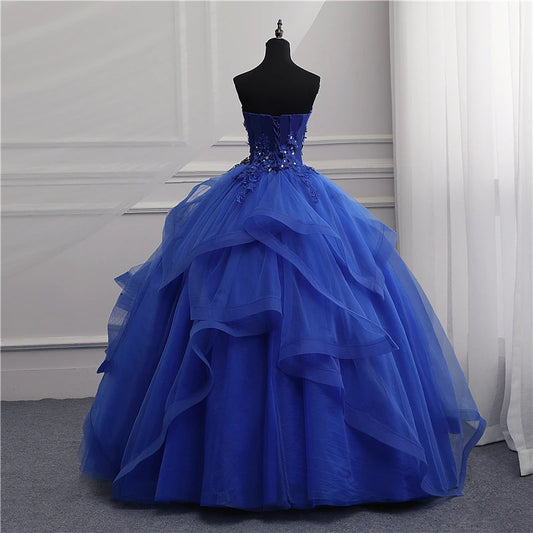 Cusomized Formal Evening Dresses Ball Gown Elegant Blue White Strapless Sleeveless Priness Evening Dresses for party New Design