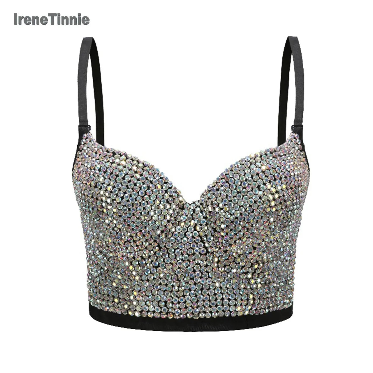 Irene Tinnie Hand-Made Pearls Jewel Diamond Bralet Women Bustier Bra Wedding Party Night Club Corset Cropped Top Vest Plus Size