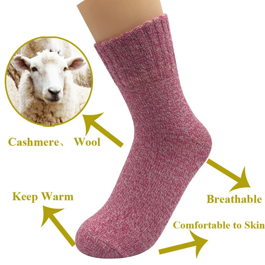 5 Pairs/Lot Wool Socks Women Winter Japanese Harajuku  Bohemian Cashmere Warm Colorful Socks Ladies Girl Christmas Gift 5 Styles