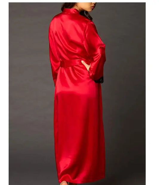 2019 New Sexy Lingerie Transparan Summer Sexy Women's Ladies Bride Robes Kimono Robe Satin Silk Lace Night Wear Gown Sleepwear