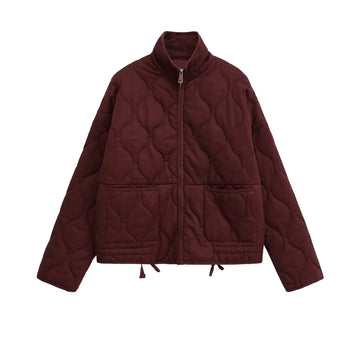 BSK&TRAF2025 Autumn New Collection Women's Simple Series Multi color Selection Stand up Collar Quilted Warm Cotton Jacket Coat