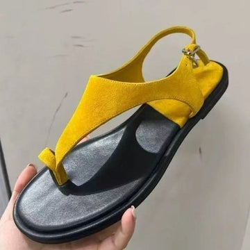Vintage Flat Toe Herringside Sandals Women's 2025 New Summer Holiday Rome Sandals and Slippers for Outer Wear