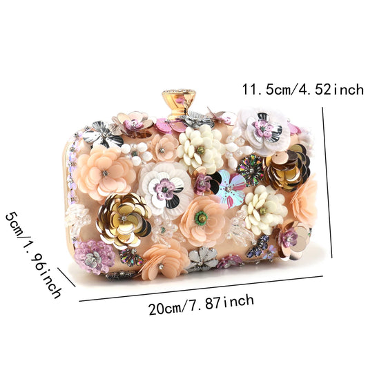 Fashion Women Bags Flower Diamonds Embroidery Small Clutch Luxury Lady Handbags Evening Bags New Arrival Chain Shoulder Purse