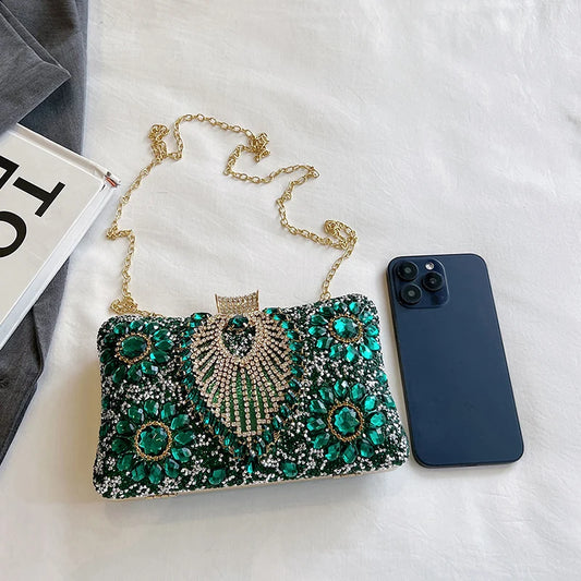 Luxury Sparking Rhinestone Evening Clutch Bags For Women Wedding Prom Dinner Party Gemstone Crossbody Bag 2024 Designer Handbags
