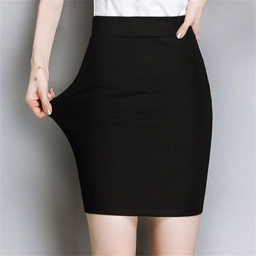 Women Clothing Business Casual Solid Color High Waist Pencil Skirt Summer All-match Slim Mini Dress Office Ladies Black Skirts