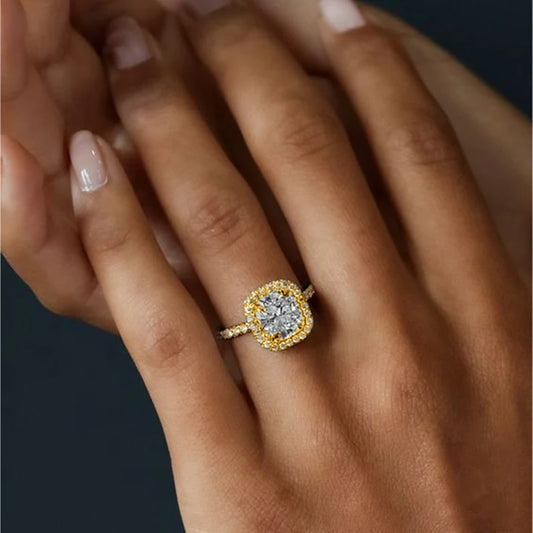 RAPRGOLD 2CT D Color Moissanite Ring s925 Sterling Silver Brilliant Diamond Halo Engagement Rings for Women Fine Jewelry Gifts