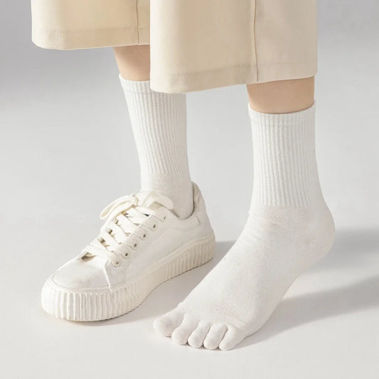 5 or 10 Pairs Women Sports Toe Socks with Separate Fingers High Tube Five Finger Cotton Crew Socks Yoga High Quality