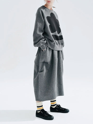 imakokoni Autumn 2023 new original design Air layer pinched grey skirt loose 234284