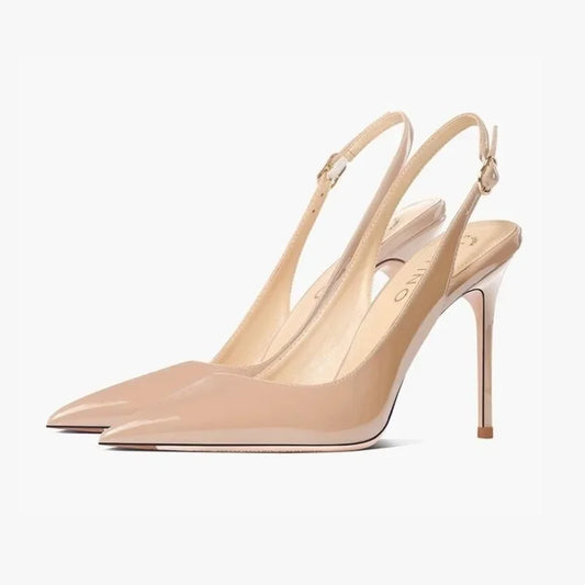 Sexy high-heeled sandals with pointed tips and elegant 2025 summer patent leather strappy fashionable party women's shoes