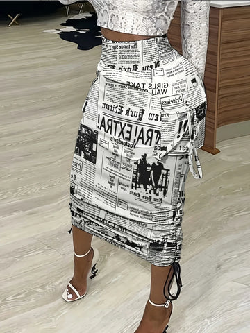 High Waist Strecthy Bodycon Midi Skirts Womens Pockets Drawstring Sexy Bandage Pencil Skirt Summer Female 2025 Jupe Party Rock