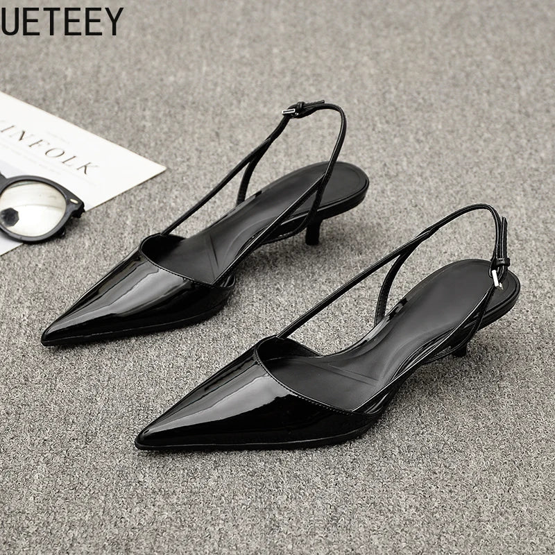 Designer Summer Low Heel Women Sandals Fashion Pointed Toe Shoes Ladies Elegant Stripper Party Sandalias