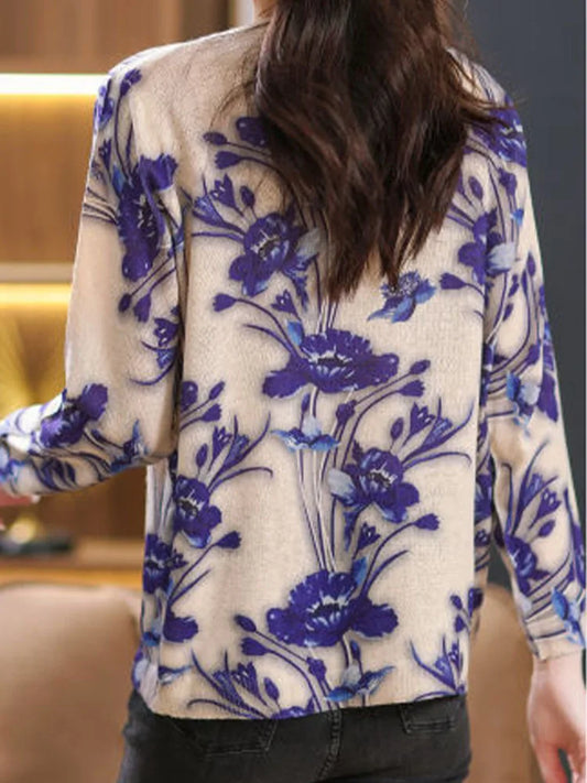 Amax luluE Summer Knitwear Womens Fashion Loose Printed Sweaters Ladies Luxury Leisure Floral Pullover Vintage Elegant Jumpers