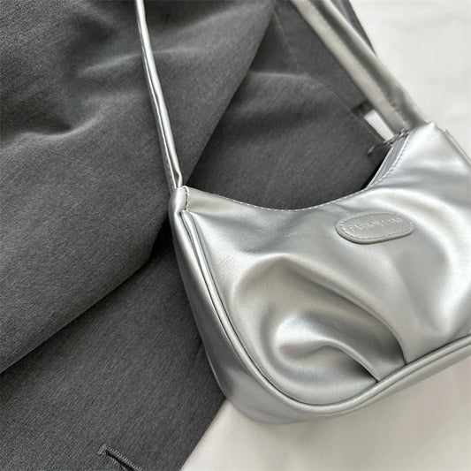 Niche textured silver bag women's summer shoulder messenger bag