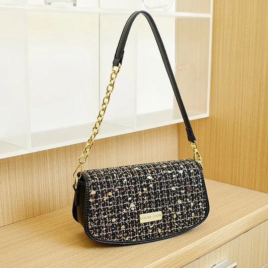 New Women's Bag Luxury Designer Shoulder Bag Fashion Women Crossbody Chain Bags Small Grid Glitter Female Handbags 1856