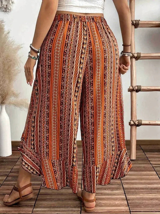 Plus Size 1XL-5XL Women's Wide-Leg Fashion Pants Women Casual Vibrant Geometric Print All-Season Comfortable Pants