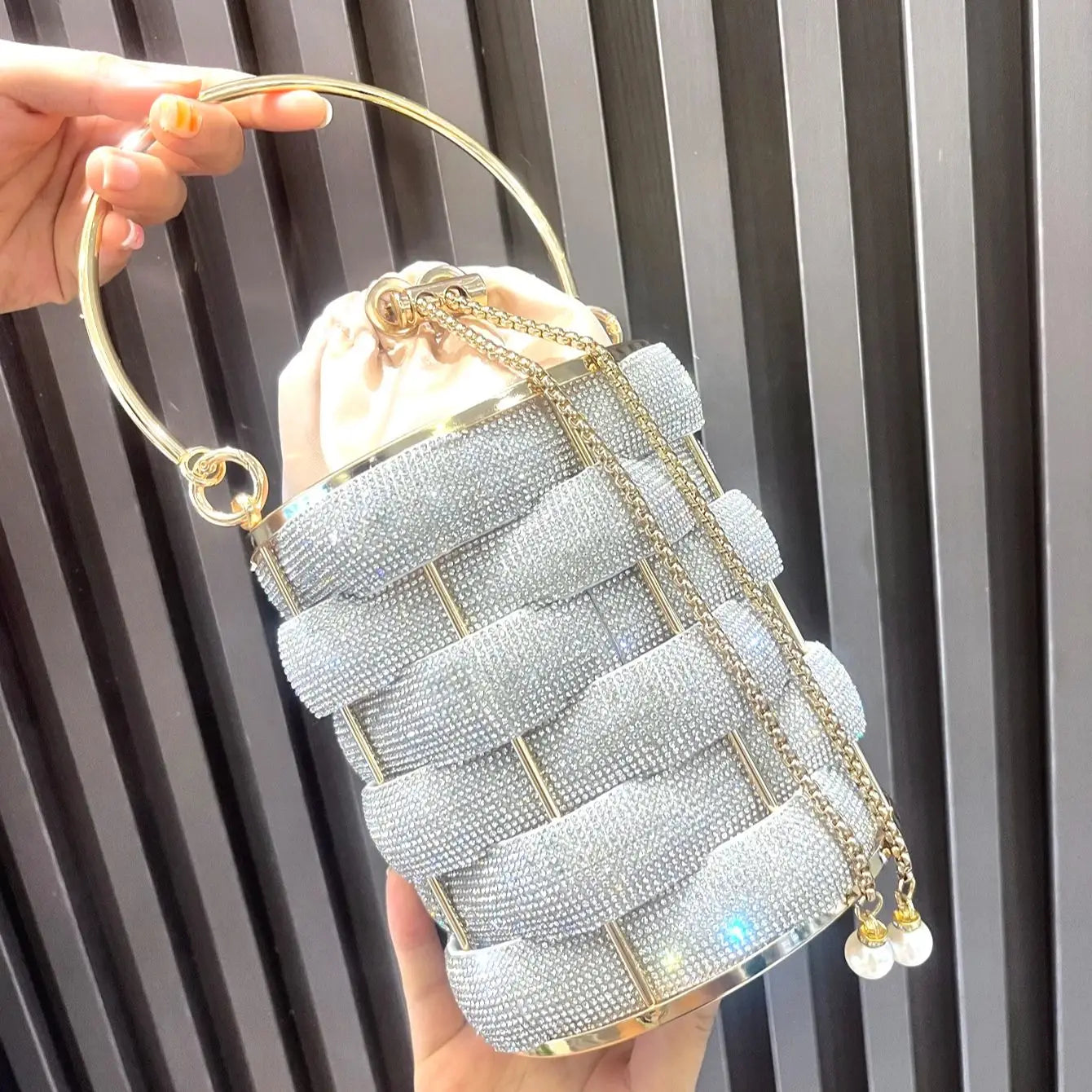 handmade Rhinestones Evening clutch Bag Purses and handbag luxury Designer shoulder bag Shiny Crystal Clutch purse bucket bag