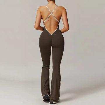 One-Piece Fitness Rompers Stretch Training Suits Back V-Neck Sexy Suit Gym Set Women Training Suit Sportswear Women Sports Suit