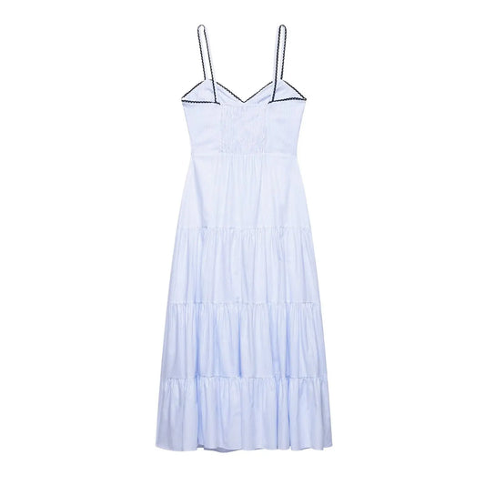 MYST&ZA2025 Summer New Arrivals Women's Comfortable Striped Sleeveless Suspender Casual Backless Midi Dress