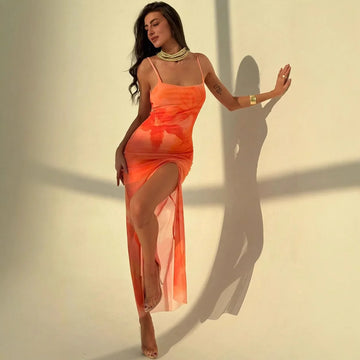 Summer New Sexy Women's Strapless Bodycon Dress with Pleats Floral Print Silk Net Wrap around Waist Regular Waistline