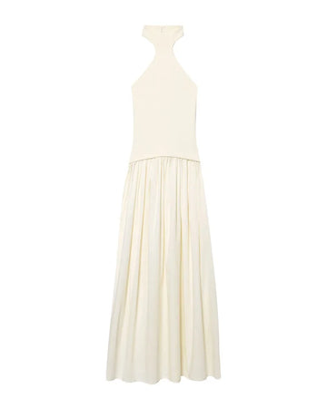 Women's Dress New Summer 2025 White Halterneck Panelled Dress Sexy off-the-shoulder design Elegant temperament Personality