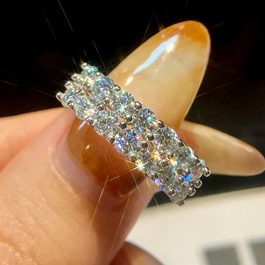 KNB Luxury 1.4ct D Color Moissanite Diamond Ring for Women Real 925 Sterling Sliver Wedding Engagement Eternity Band Jewelry New